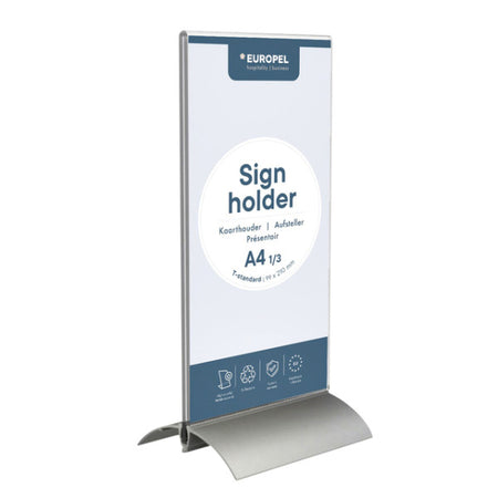 Europel - Kartenhalter Pel T-Standard 1/3 A4 Hochformat Acryl / Aluminium
