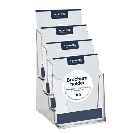Europel - Porte brochure peel 4 compartiments A5 transparent