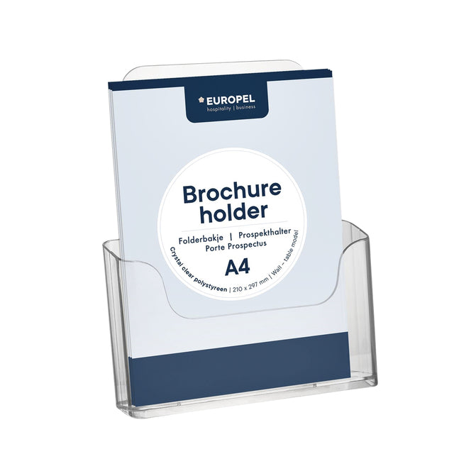Europel - Porte-brochures peel table/mur A4 41mm transparent
