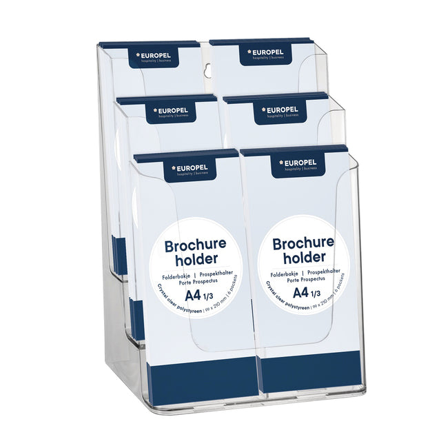 Europel - Prospekthalter Peel 6 Fächer 1/3 A4 transparent