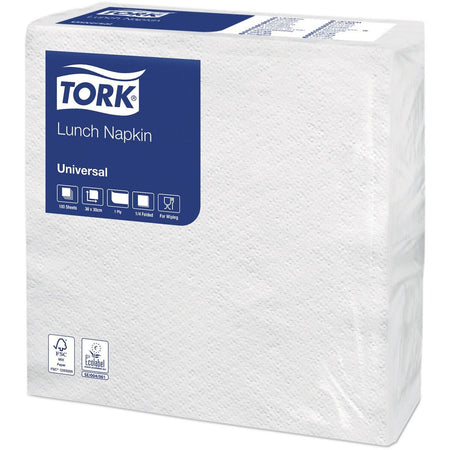 Tork - serviettes ft 30 x 30 cm, 1 pli, blanc, paquet de 100 pièces