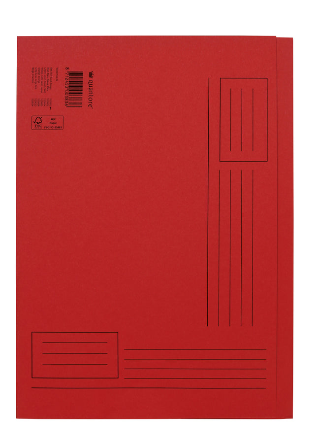 Quantore - Chemise pliante a4 côtés irréguliers 250gr rouge | 10 pièces