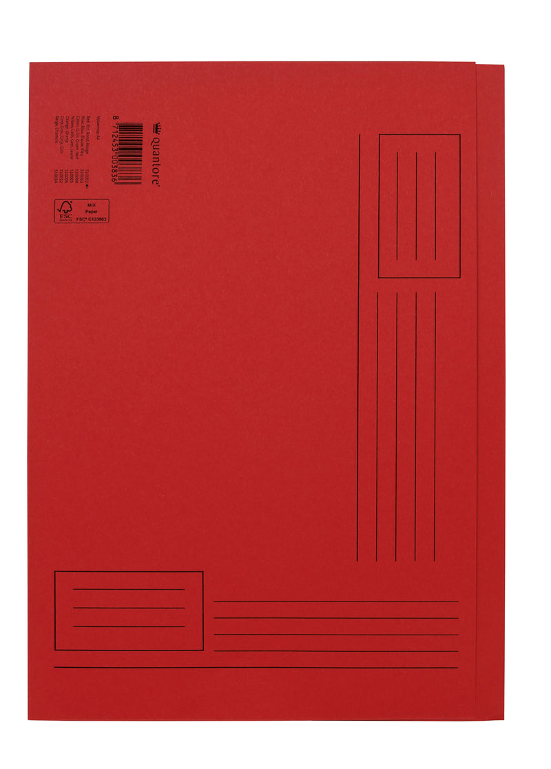 Quantore - Chemise pliante a4 côtés irréguliers 250gr rouge | 10 pièces