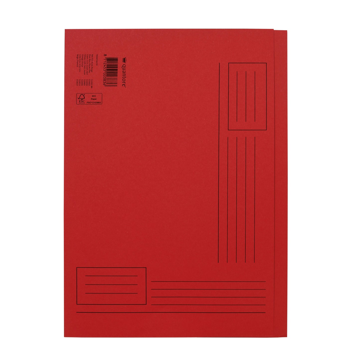 Quantore -  Vouwmap a4 ongelijke zijde 250gr rood | 10 stuks