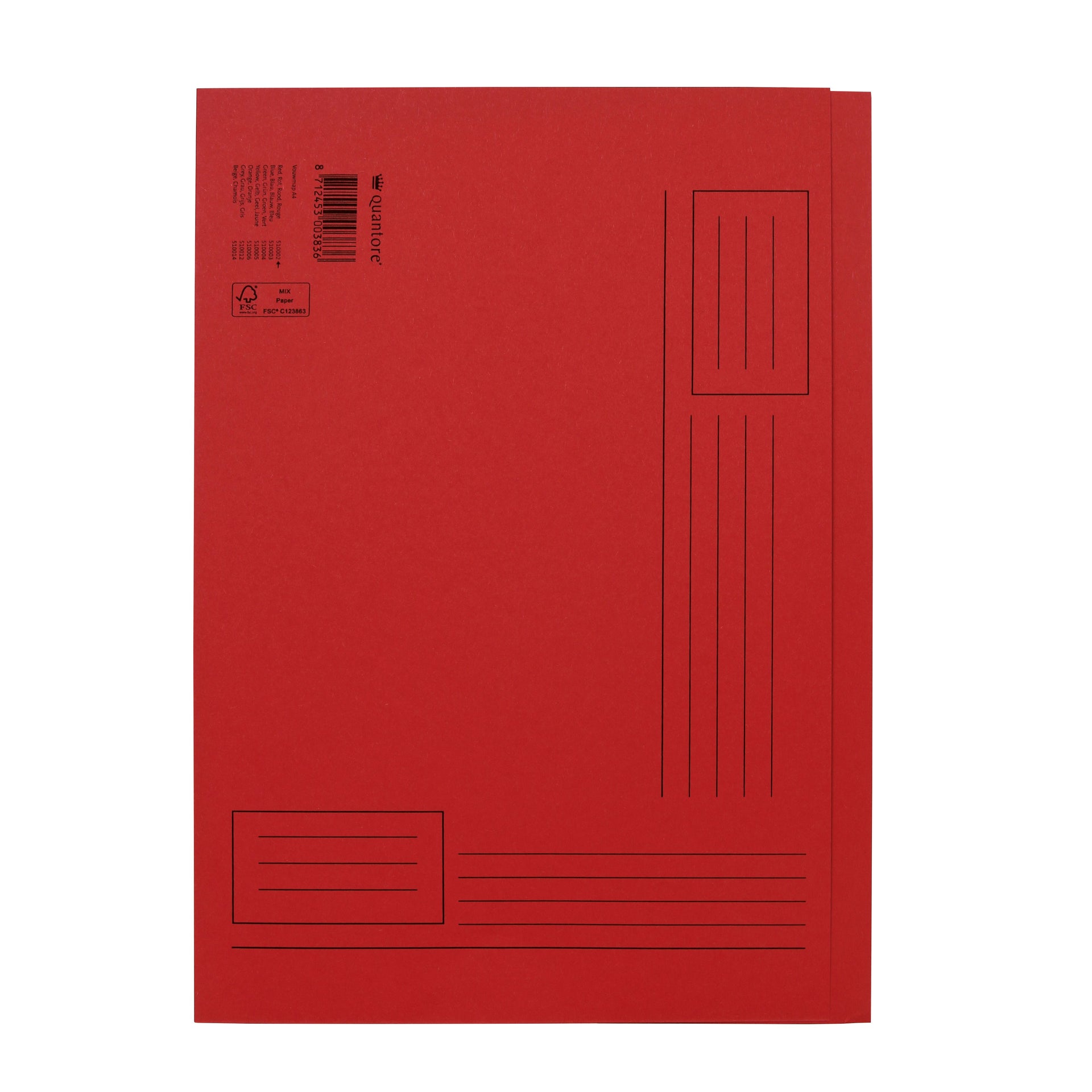Quantore - Faltmappe A4 unebene Seite 250gr rot | 10 Stück