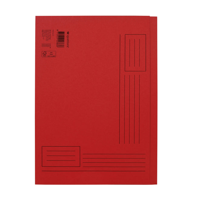 Quantore -  Vouwmap a4 ongelijke zijde 250gr rood | 10 stuks