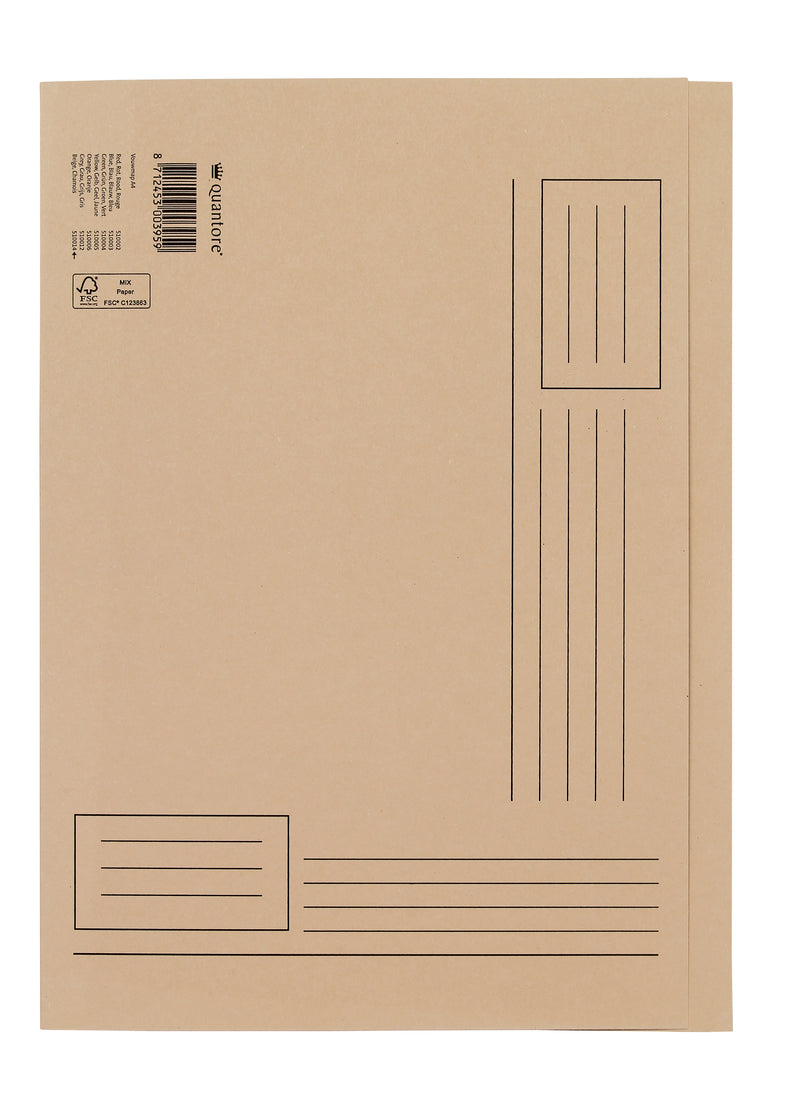 Quantore - Dossier pliant A4 côtés irréguliers 230gr beige | 100 pièces