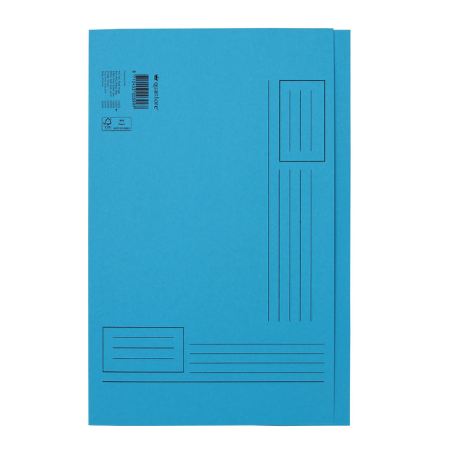 Quantore - Dossier pliant Folio côtés irréguliers 250gr bleu | 10 pièces