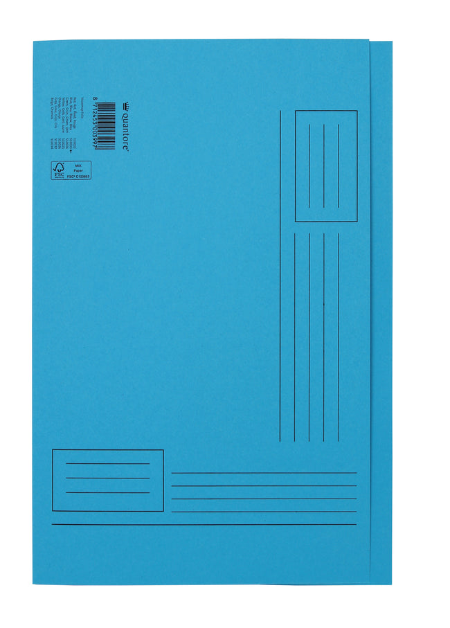 Quantore - Dossier pliant Folio côté irrégulier 250gr bleu