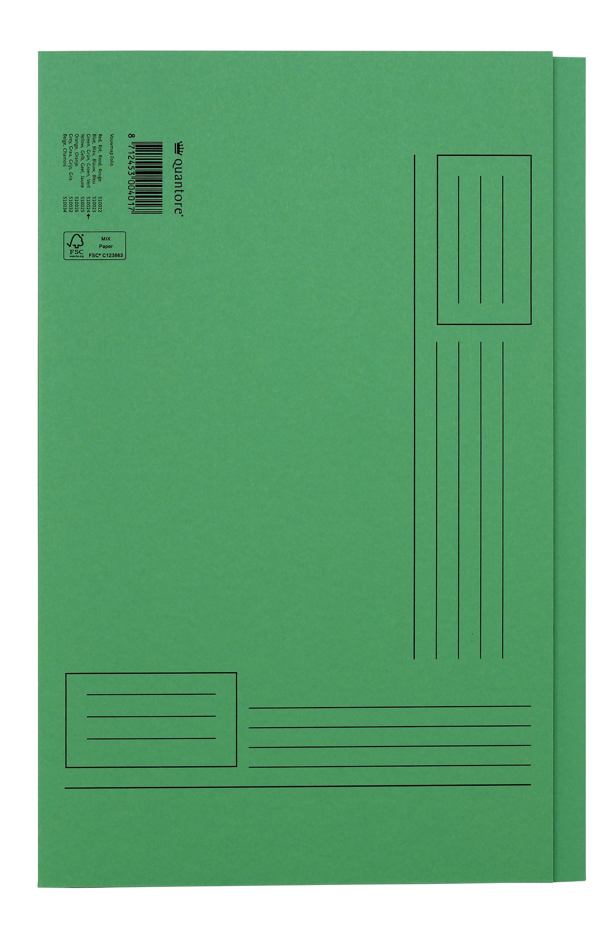 Quantore - Dossier pliant côté irrégulier 250gr vert | 10 pièces