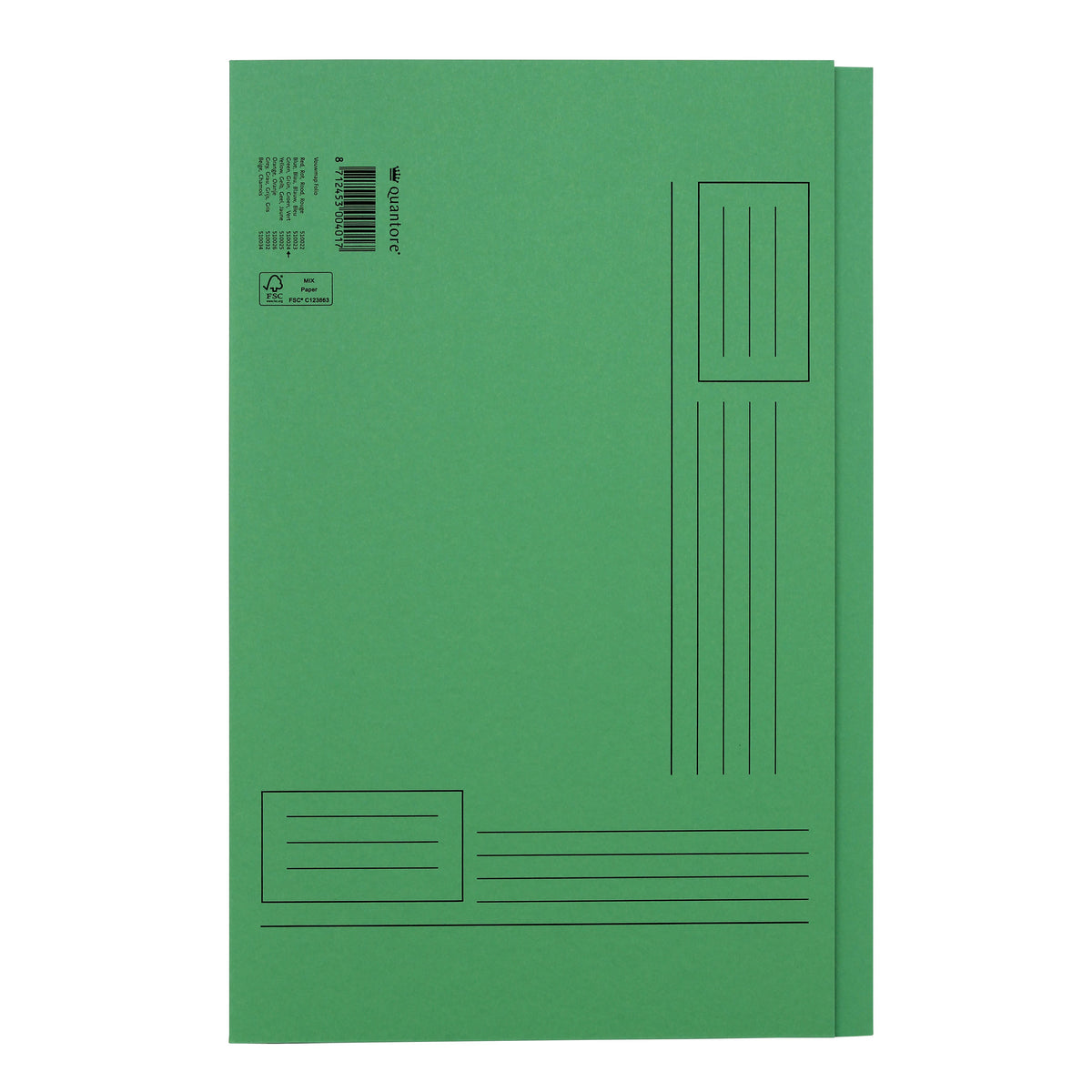 Quantore - Dossier pliant Folio côté irrégulier 250gr vert