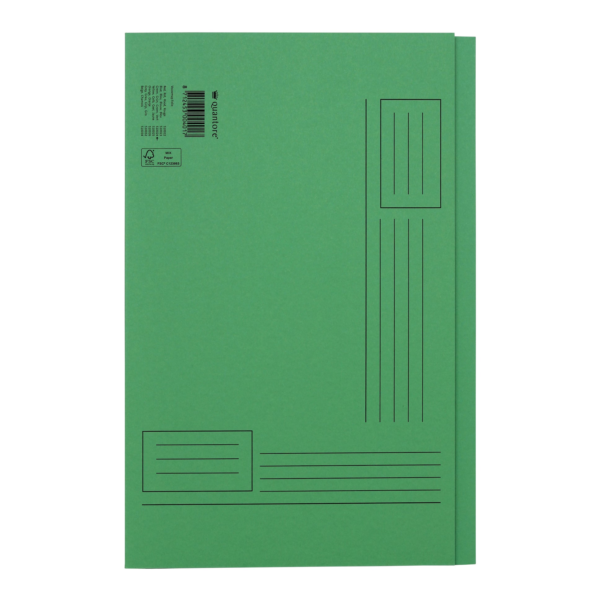 Quantore - Faltmappe Folio mit unebener Seite 250gr grün