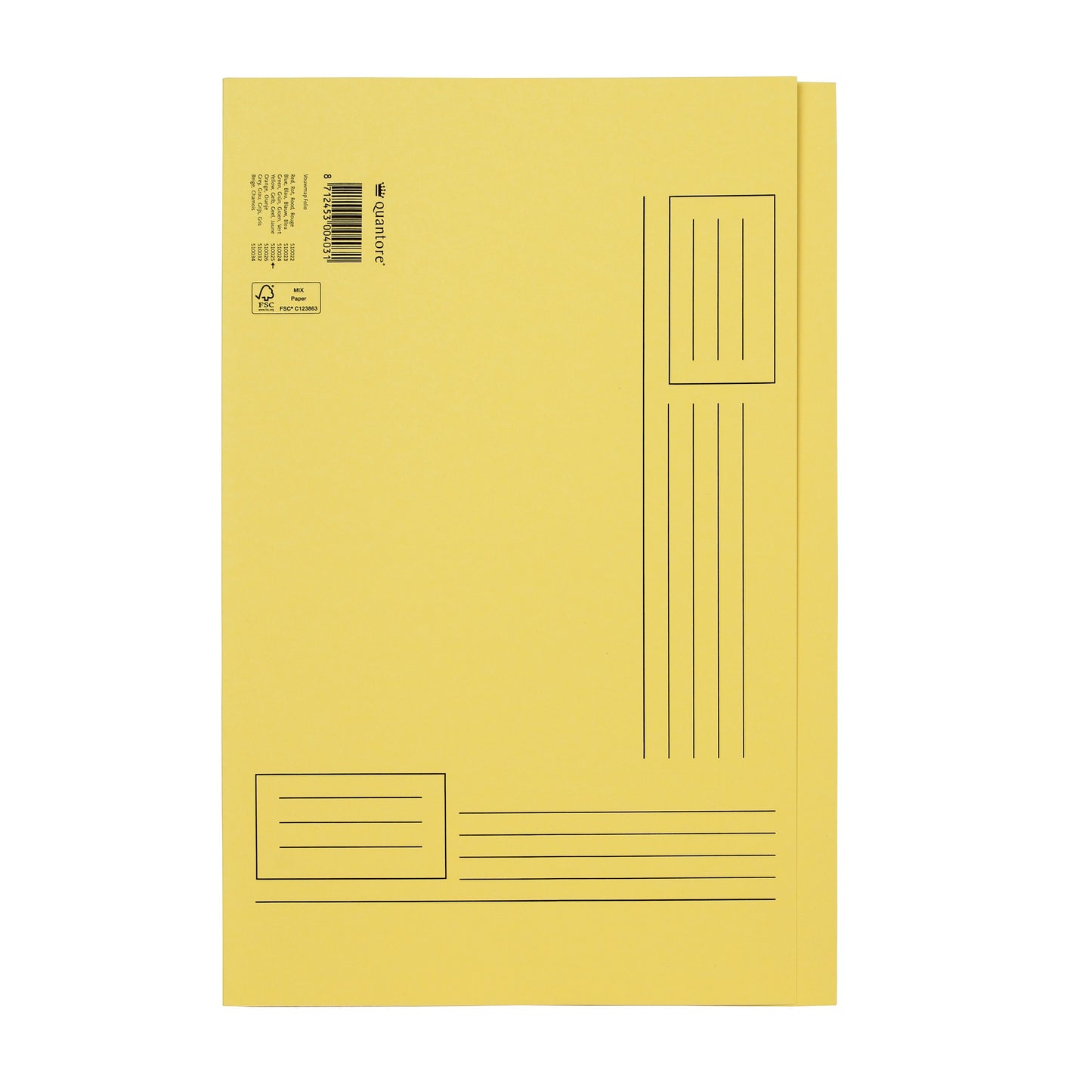 Quantore - Faltmappe Folio unebene Seite 250gr gelb | 10 Stück