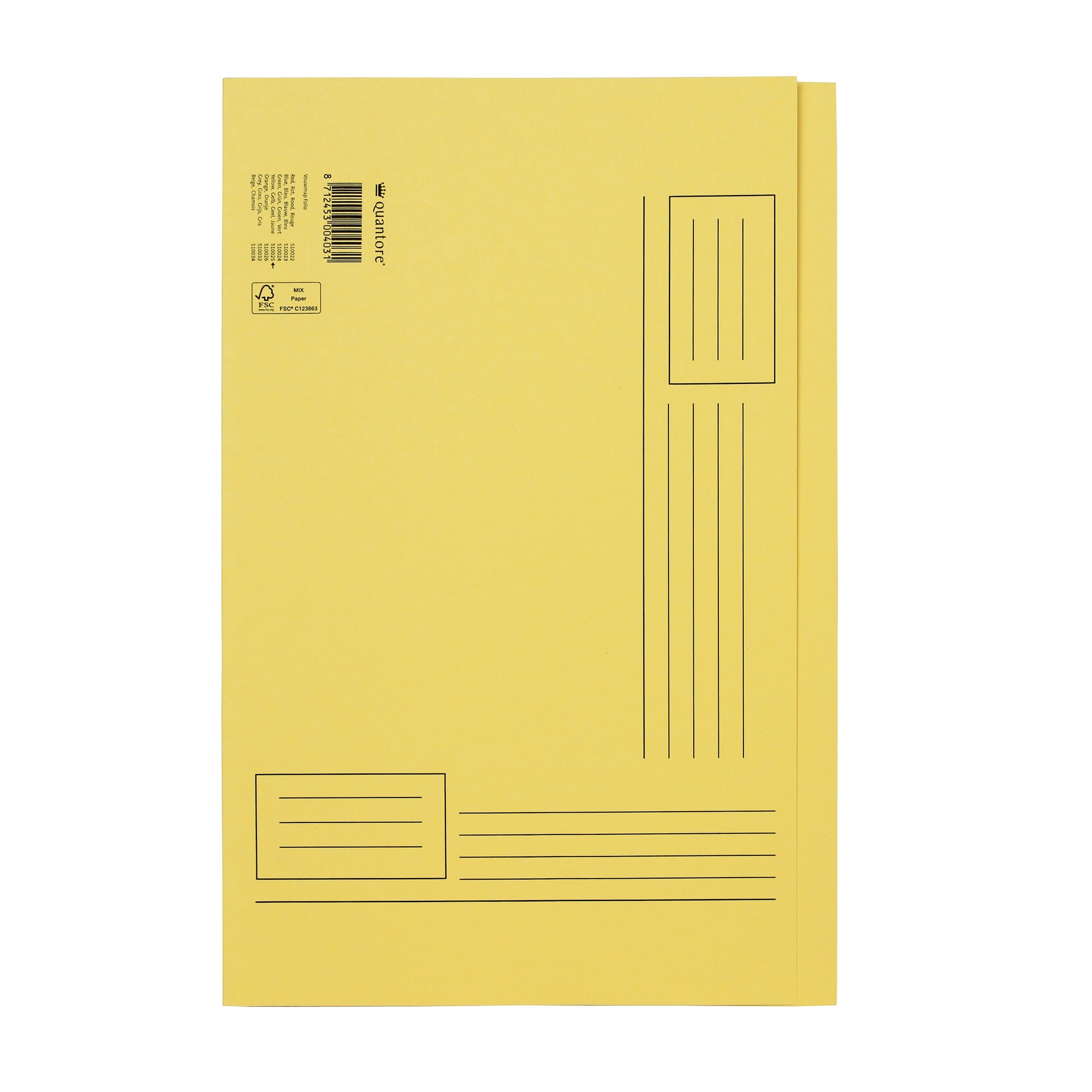Quantore -  Vouwmap fo ongelijke zijde 250gr geel | 10 stuks