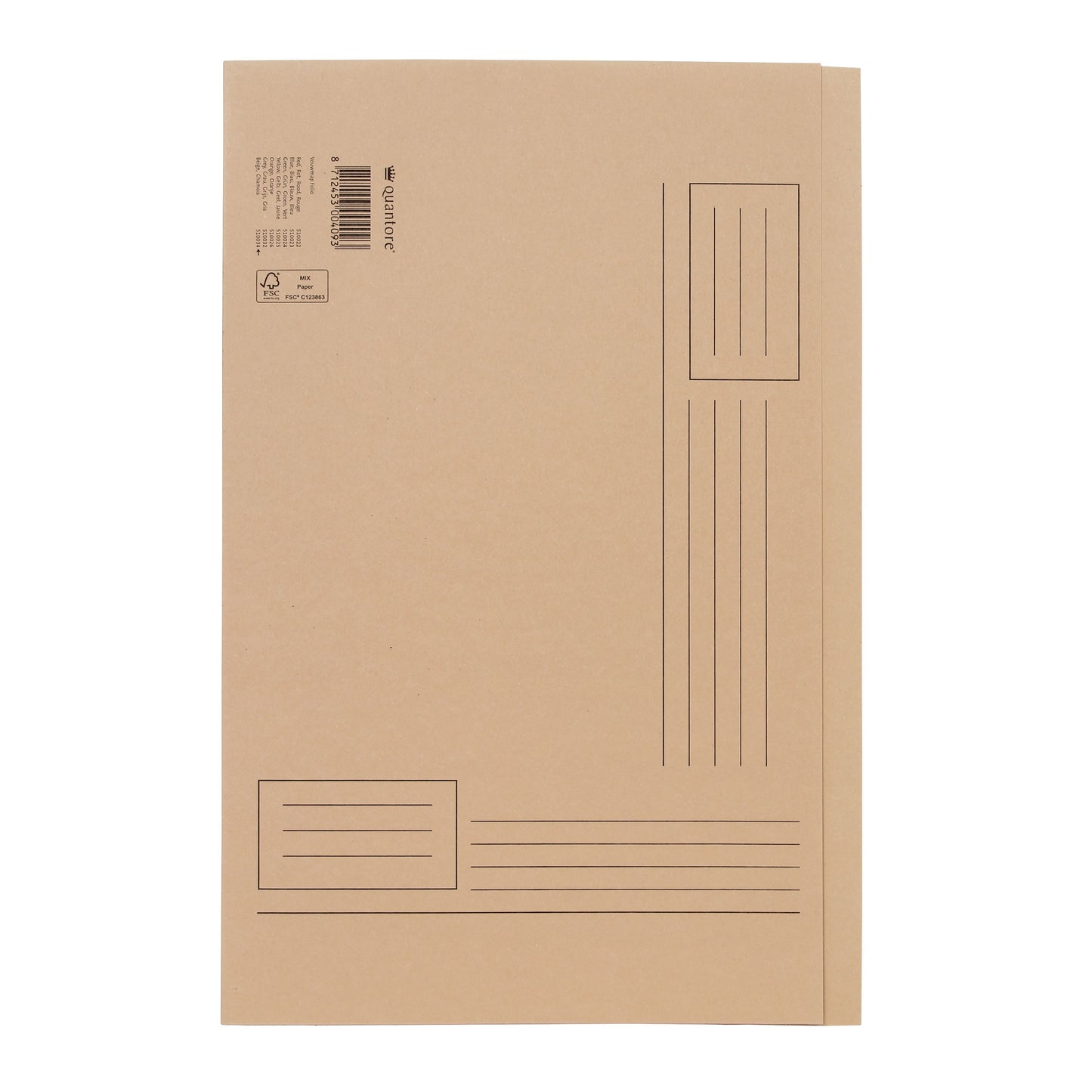 Quantore -  Vouwmap folio ongelijke zijde 250gr beige | 50 stuks