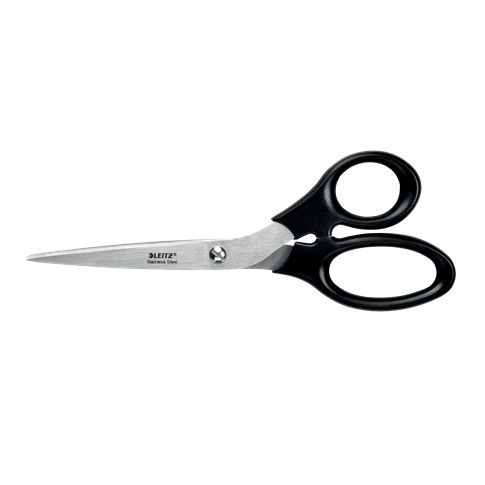 Leitz -  54250095 buro- knutselschaar Kantoorschaar Rechte knip Zwart, Roestvrijstaal