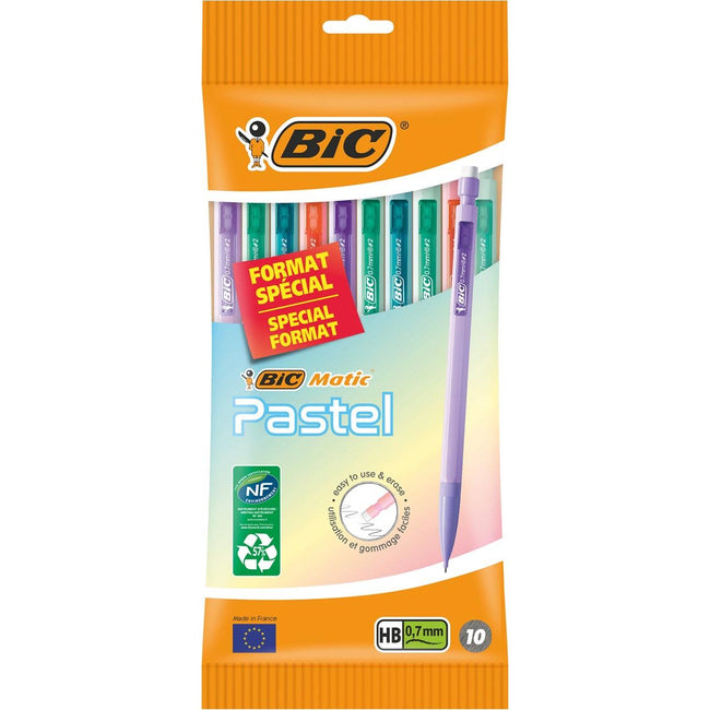 Bic -  Matic pastel vulpotlood, blister van 10 stuks, assorti