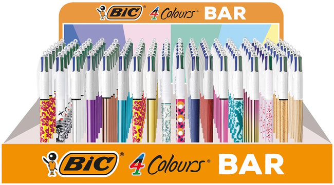 BIC - BIC -Farben Bar 4 - Color -Kugeln, mittel, klassische Tintenfarben, Display von 216 Teilen, Assorti