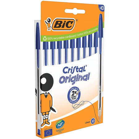 Bic - Stylo bille Cristal moyen bleu blister de 10 pièces