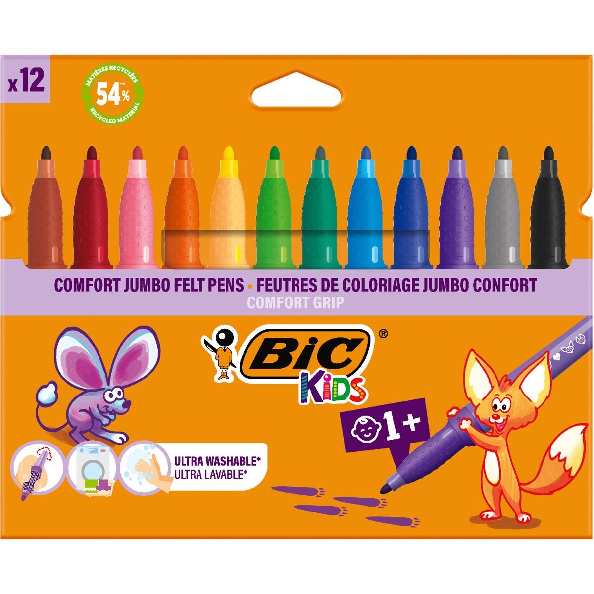 Bic Kids - Kids Comfort viltstiften, etui van 12 stuks