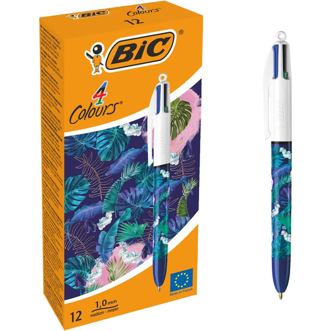 BIC - Couleurs Tie - Dye 4-Color Balls, Medium, Classic Ink Colors, boîte de 12 pièces