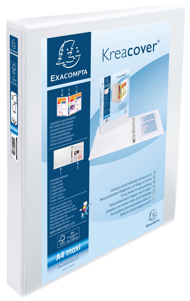 Exacompta -  Kreacover personaliseerbare ringmap wit 2 ringen van 25 mm