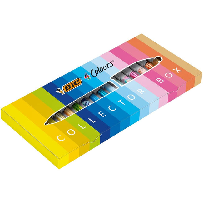 BIC -  Colours Collector Box 4-kleurenbalpen, medium, klassieke, pastel en fasion inktkleuren, doos van 15 s