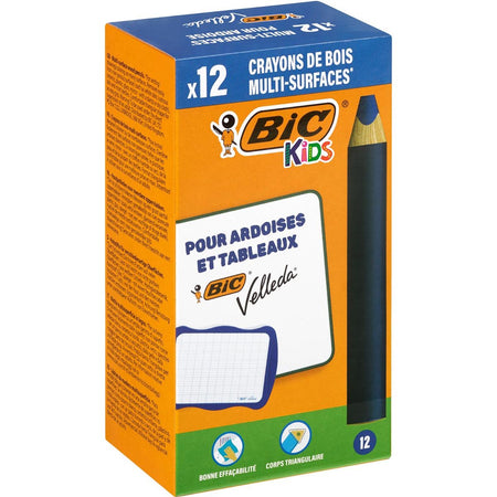 Bic Kids - Crayon Tableau Blanc Kids Multi Surface bleu boîte de 12 pièces