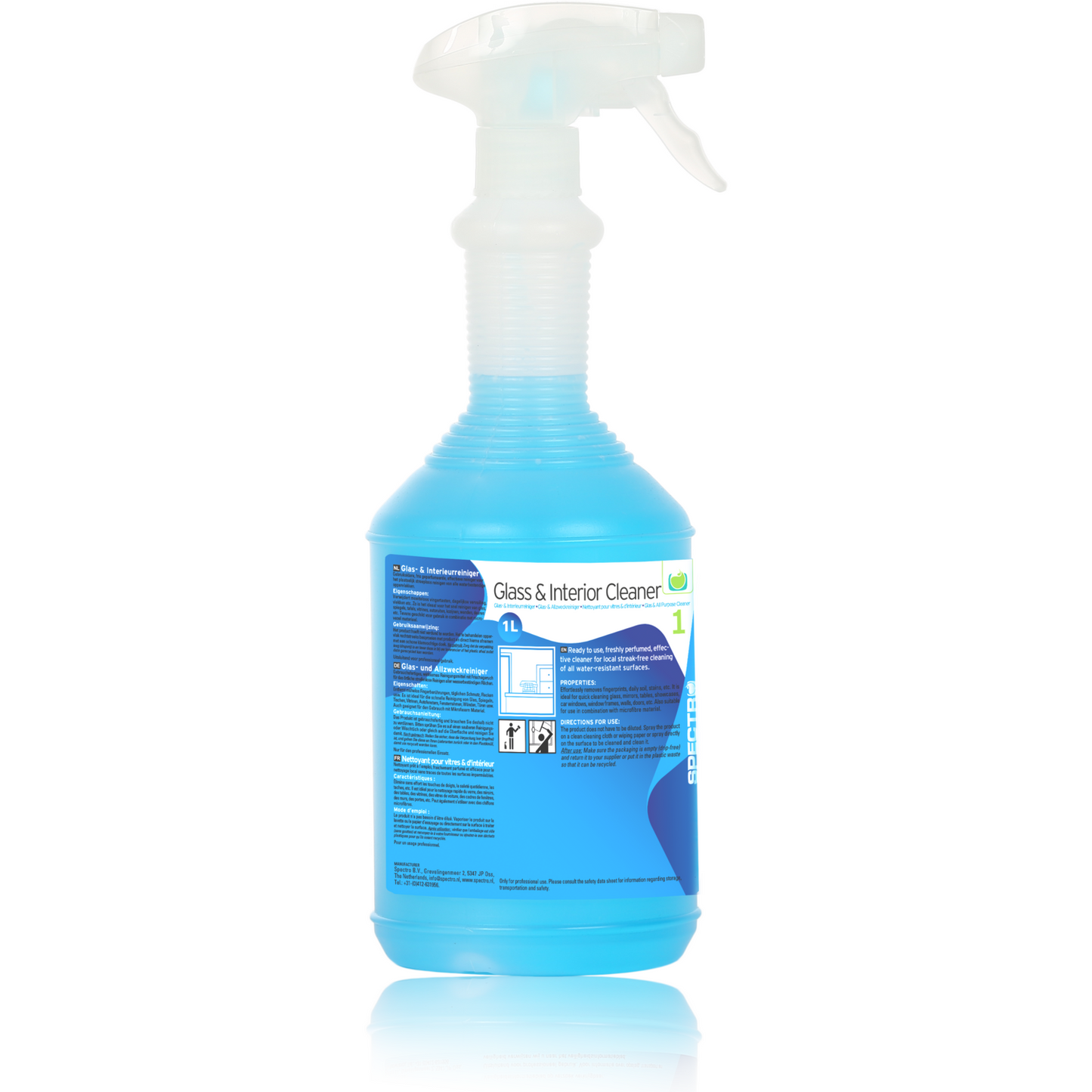 Spectro - Spectro Gloes Cleaner | Bouteille pulvérisée | 1l | 10.5ph | bleu