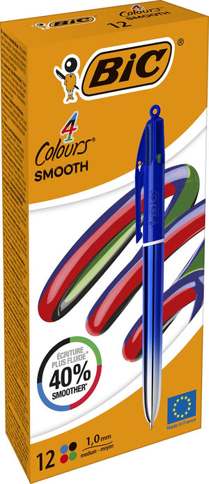 Bic - Stylo à bille Colors Smooth Gradiant 4 couleurs, moyen, bleu
