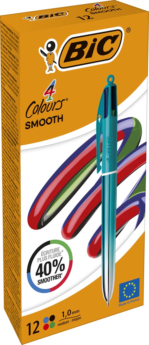 Bic - Stylo à bille Colors Smooth Gradiant 4 couleurs, moyen, vert