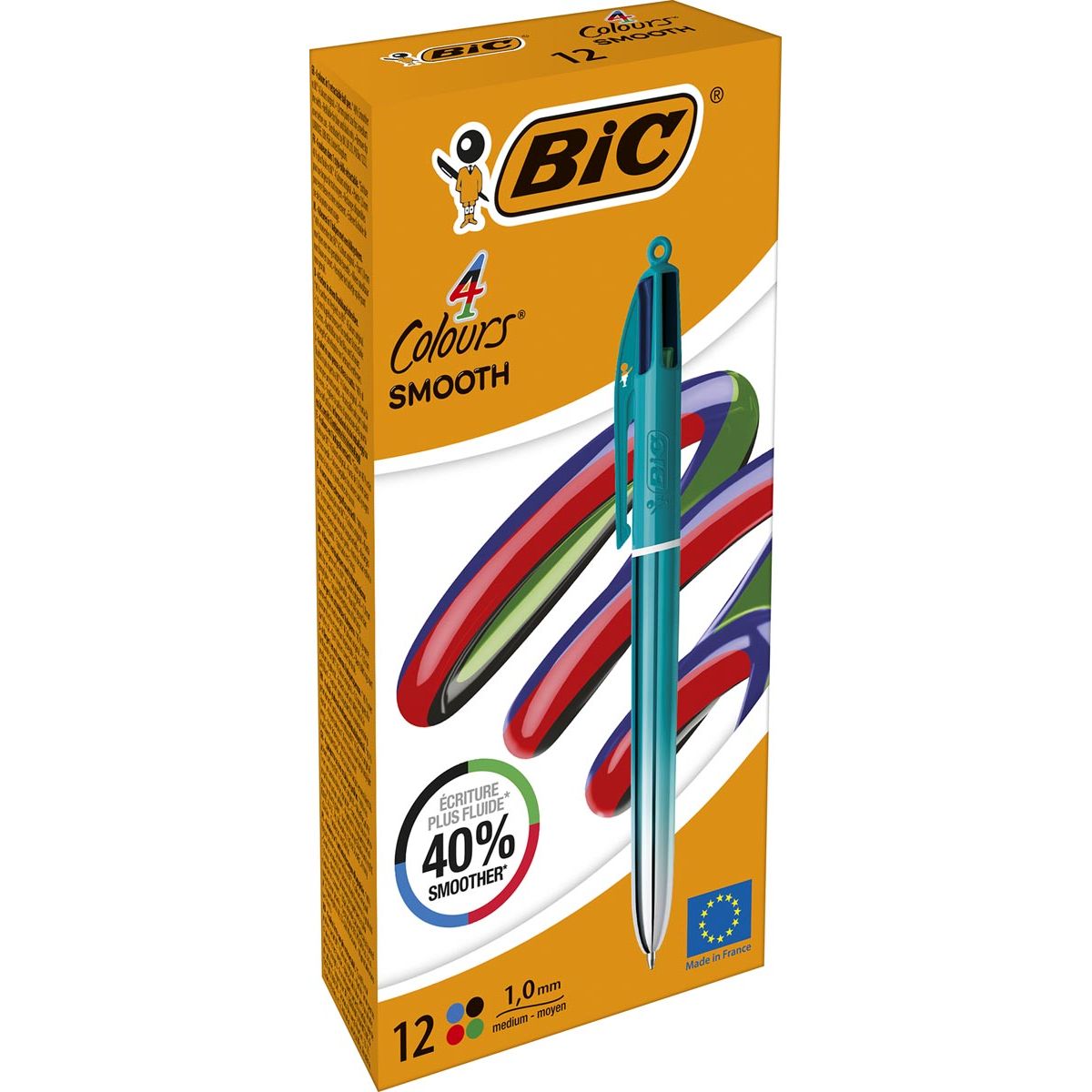 Bic - Stylo à bille Colors Smooth Gradiant 4 couleurs, moyen, vert