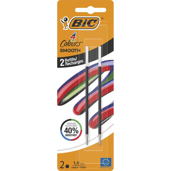 Bic -   vulling voor balpen 4 Colours Smooth, medium, blister van 2 stuks, zwart