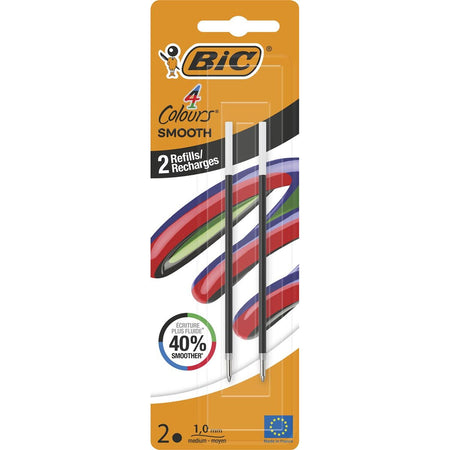BIC -   vulling voor balpen 4 Colours Smooth, medium, blister van 2 stuks, zwart