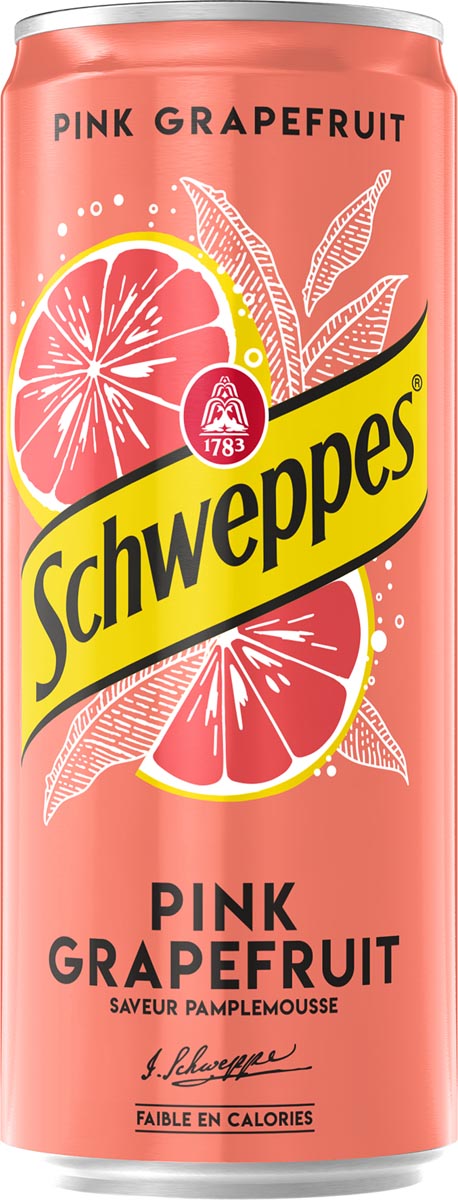 Schweppes -   Pink grapefruit frisdrank, sleek blik van 33 cl, pak van 24