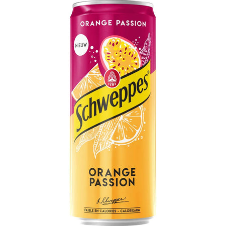 Schweppes -   Orange sion frisdrank, sleek blik van 33 cl, pak van 24 stuks