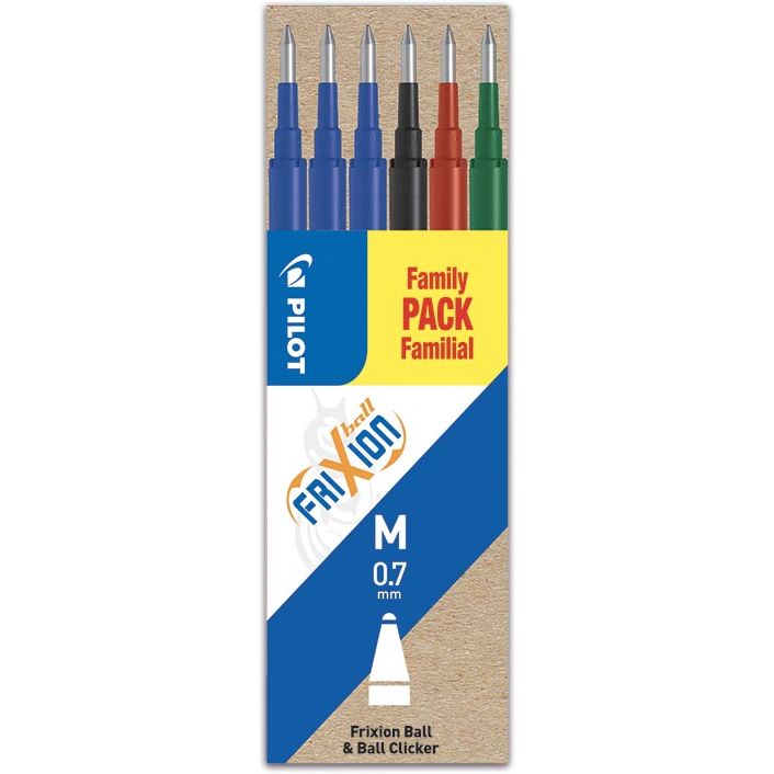 Pilot -  vulling voor Frixion Ball en Frixion Ball Clicker, etui met 6 stuks in klassieke kleuren