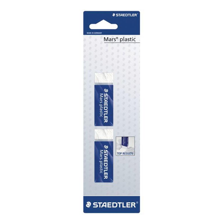Staedtler -  gum Plastic, wit, blister van 2 stuks