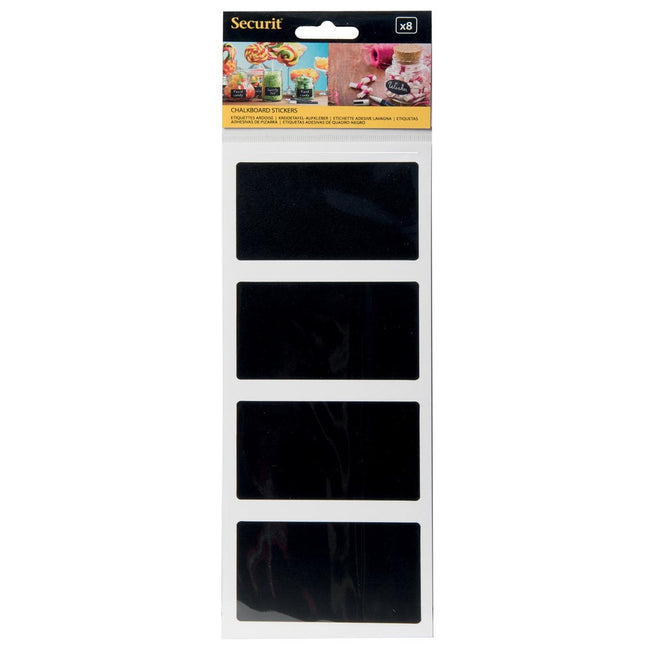 Securit - autocollant tableau noir autocollant, rectangulaire, blister de 8 pièces