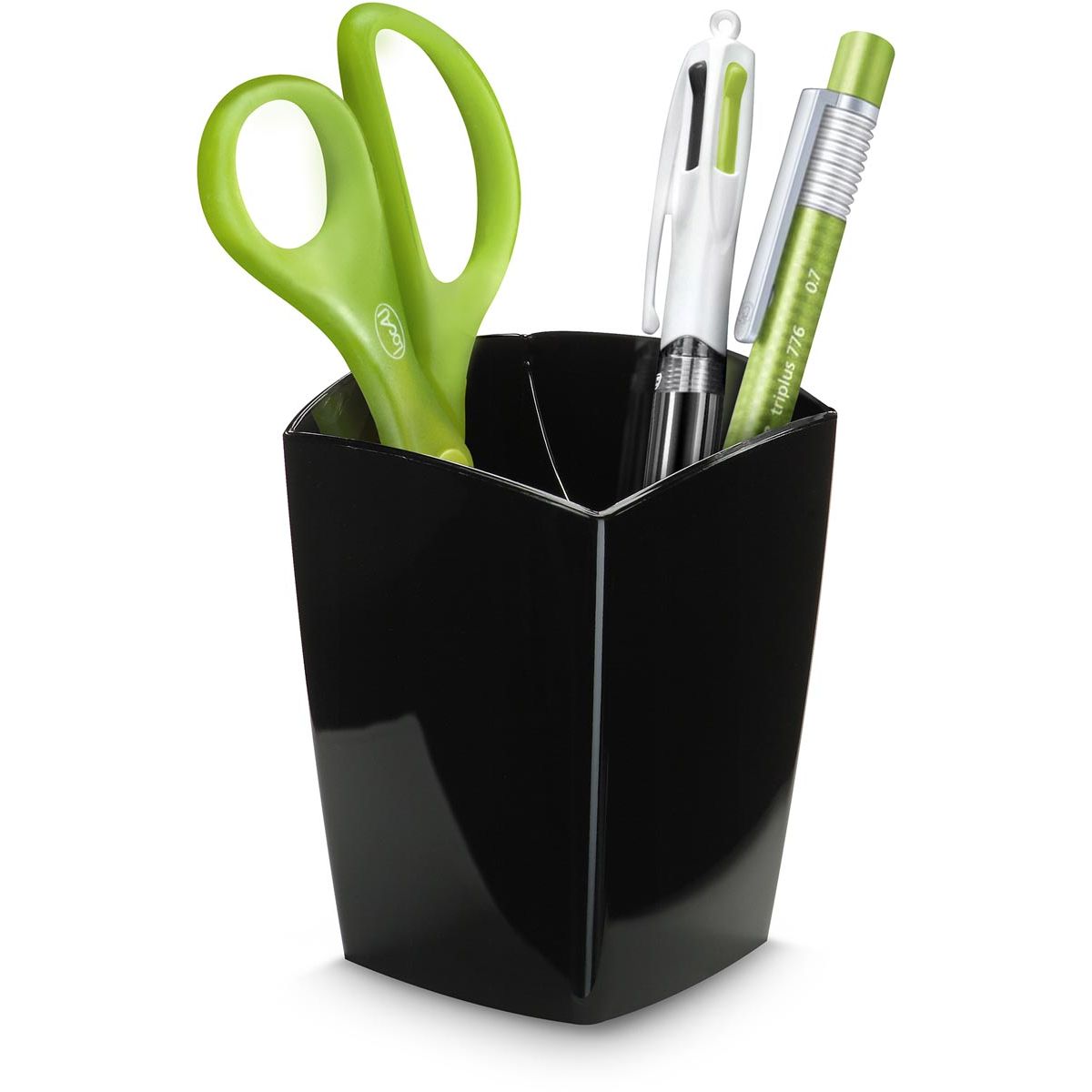 CEP - Pro Stiftebox Grün, 2 Fächer, schwarz