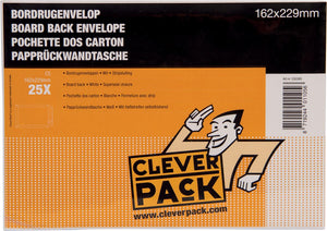 Cleverpack -   bordrugenveloppen, ft 162 x 229 mm, met stripsluiting, wit, pak van 25 stuks