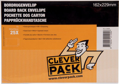 Cleverpack -   bordrugenveloppen, ft 162 x 229 mm, met stripsluiting, wit, pak van 25 stuks
