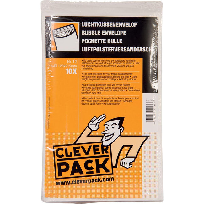 Cleverpack - Enveloppe coussin d'air n°12 140x225mm blanc pack de 10 pièces