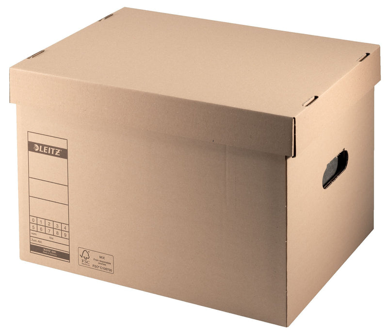 Leitz - Boîte d'archives et de transport avec couvercle 335x280x440mm marron naturel