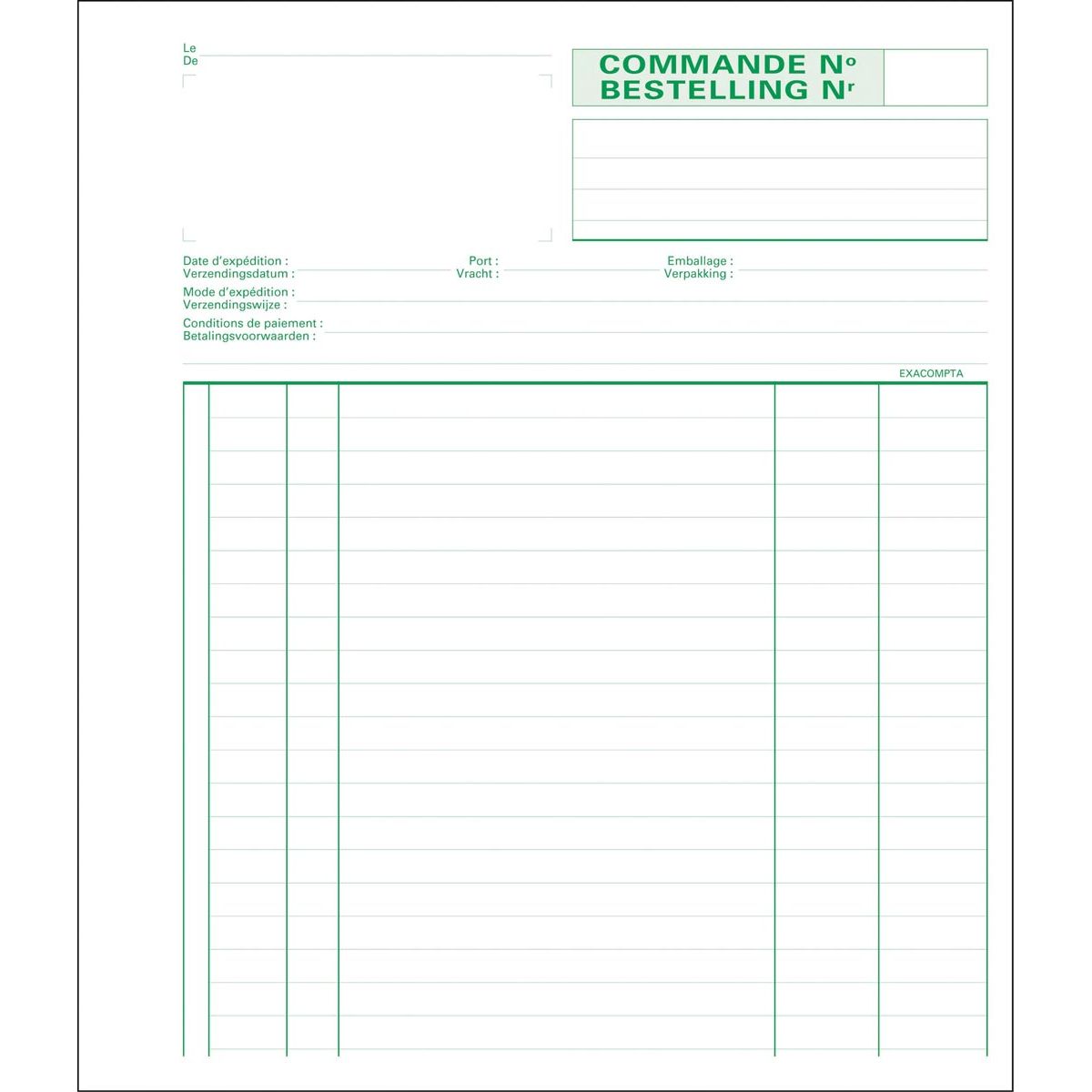 Exacompta -  bestellingen, ft 21 x 18 cm, bilingue, dupli (50 x 2 vel)