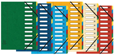 Exacompta - Classeur frontal Harmonika, 12 compartiments, coloris assortis