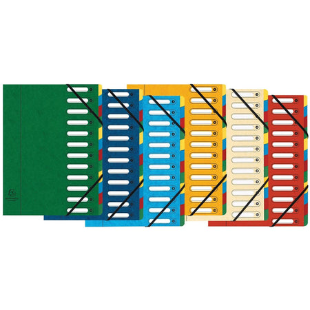 Exacompta - Classeur frontal Harmonika, 12 compartiments, coloris assortis