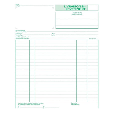 Exacompta -  leveringen, ft 21 x 18 cm, tripli (50 x 3 vel), tweetalig (NL/FR)