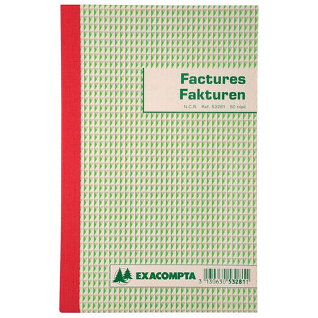 Exacompta - carnet de factures, pi 21x13,5 cm, bilingue, tripli (50 x 3 feuilles)