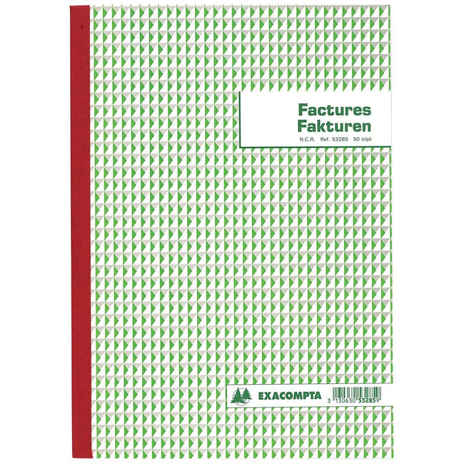 Exacompta -  factuurboek, ft 21 x 29,7 cm, tweetalig, tripli (50 x 3 vel)